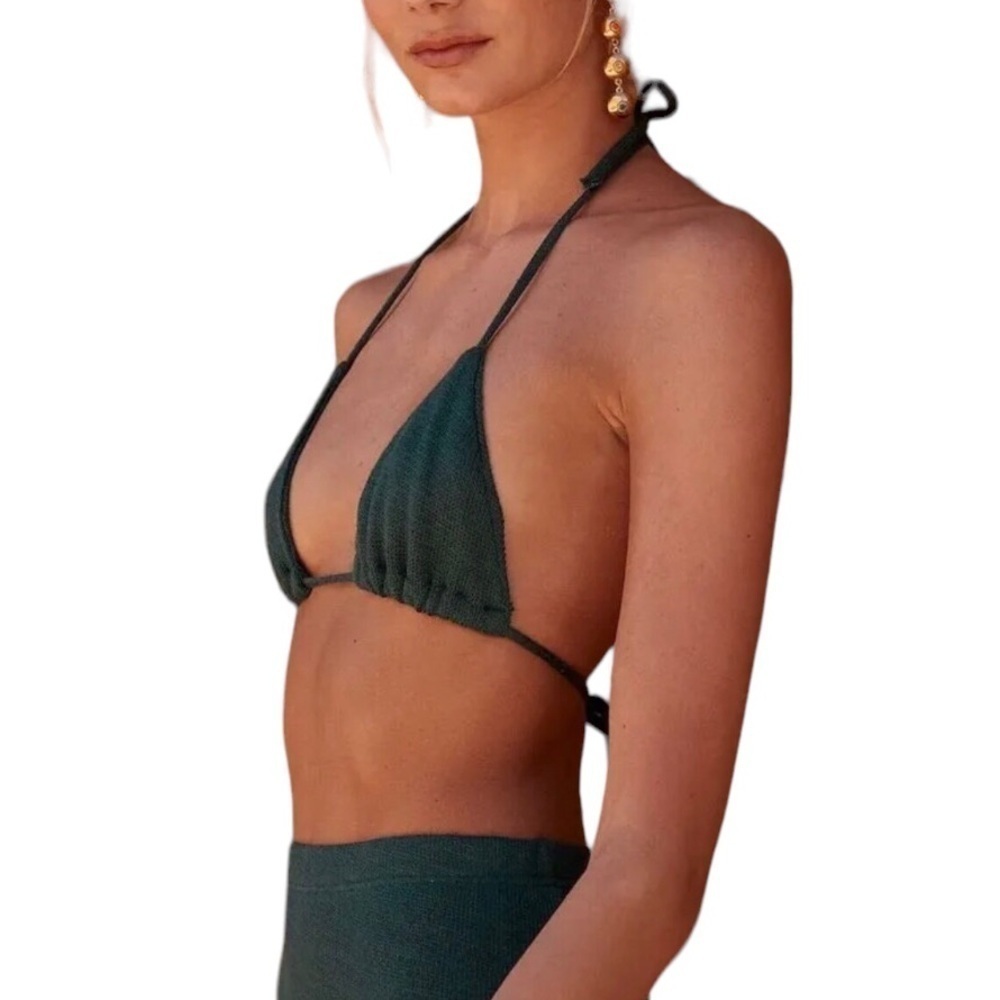 Savannah Morrow Triangle Knit Top Emerald Green NWT